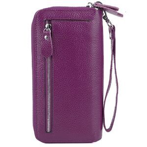 5605 Real Leather Zip Around Wallet RFID Blocking Wristlet Handbag Purse